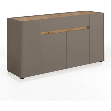 Madia 4 ante effetto legno tortora cm. H.85 x L.172 x P.39,5