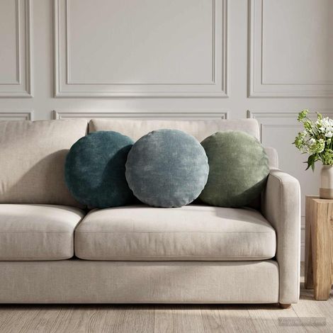 vidaXL Cushion Cover 6 pcs HEERLEN Light Blue 脴 30 cm Chenille Fabric (1/5)