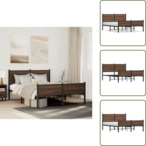 Metallbett ohne Matratze Eichen-Optik 140x200 cm - Metallbett - Doppelbett - Boxspringbetten - Eiche Optik - Bettsystem (1/5)
