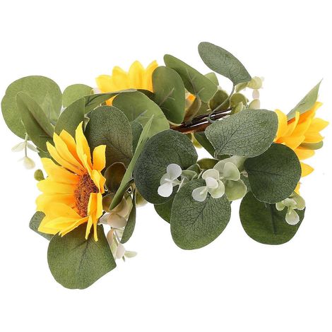 Couronne d'eucalyptus jaune pour décoration de porte, 5 pièces, guirlande de verdure élégante (1/5)