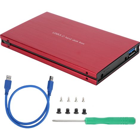 Boîtier Disque Dur 2.5 Pouces - Interface SATA USB 3.0 - Compatible 9.5mm HDD SSD - Rouge - 1 Pièce (1/5)
