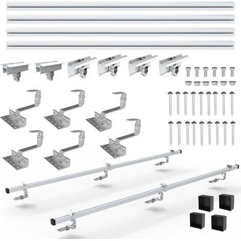 Nuasol – Lot de 2 crochets de toit photovoltaïques PV – Profilé aluminium – Compatible avec modules jusqu'à 1150 mm – Résistance aux intempéries