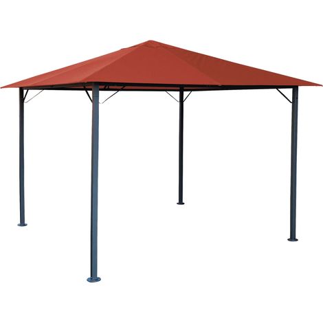 Metall Garten Pavillon Nizza 3x3m Antik Partyzelt Terra / Rotorange RAL 2001