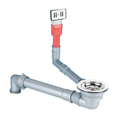 Bonde de lavabo gain de place avec trop plein 90 mm – Acier inoxydable brillant – Pour espaces confinés – Type A0782CX – Lira (1/5)