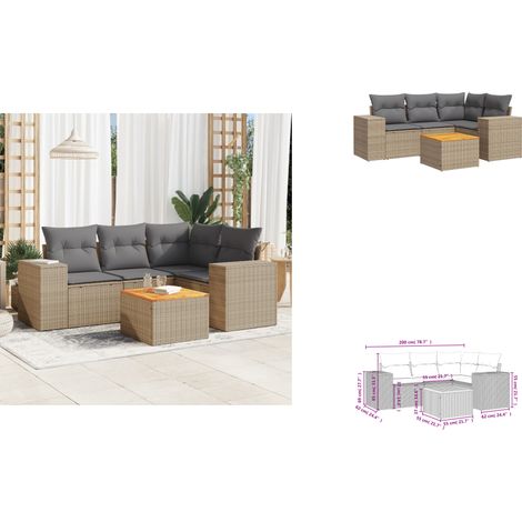 5-tlg. Garten-Sofagarnitur mit Kissen Beige Poly Rattan - Gartenmöbel - Esszimmergarnituren - Outdoor Möbel - Lounge Set - Rattan Gartenmöbel (1/3)