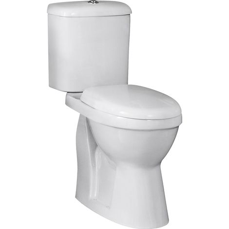 White Single Flush Comfort Height Toilet Pan, Cistern & Soft Close Seat (1/4)