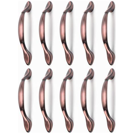 RHG 10 Stück Vintage-Möbeltürgriffe, Vintage-Schrankgriffe in Bogenform, Möbelgriffe zum Ziehen (96 mm Lochabstand, Rotbronze) (1/5)