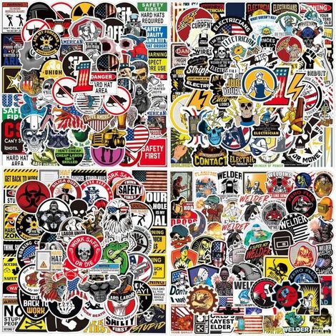 200 autocollants pour casques de sécurité adultes, lot d'autocollants amusants pour adultes, accessoires étanches pour casques de sécurité, autocollants pour casques de sécurité, boîte à outils