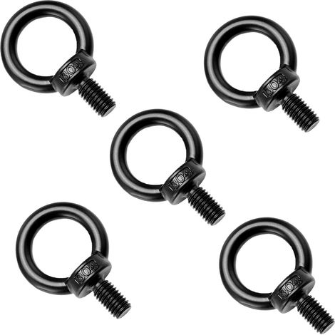 5 pièces vis à œillet M6, écrou à œillet M6 en Acier Inoxydable A2V2A, oxyde Noir, vis à œillet M6 pour Suspension et Fixation (1/5)
