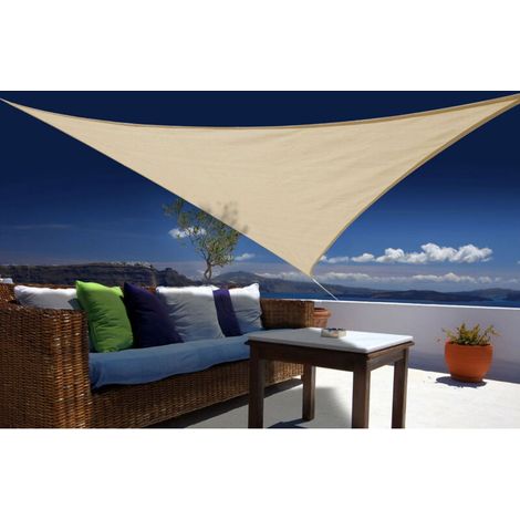 Voile d'ombrage triangulaire 3,60 x 3,60 x 3,60 m – ACKERMAN – Sable – pour jardin et terrasse (1/3)