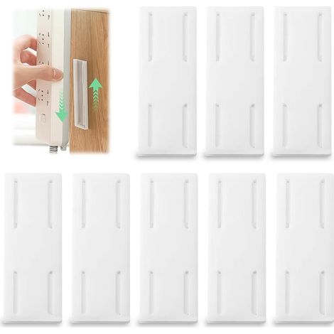 8 Pièces Supports Autocollants Pour Multiprises 10 X 4 X 1,3 Cm Power Board Support MultiUsage Pour Multiprise Murale, Fixation De Prise De Bureau, Prise Murale Pour La Maison