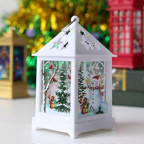 Lanterne lumineuse LED de Noël, guirlande lumineuse en forme de sapin de Noël et de Père Noël, lampe de table décorative, blanche (1/5)