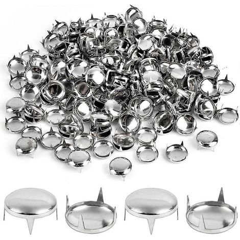 Lot de 250 clous ronds de 16 mm pour vêtements, clous à tête plate et rivets à pointes pour cuir, kit de clous à griffes pour le style punk rock DIY (1/5)