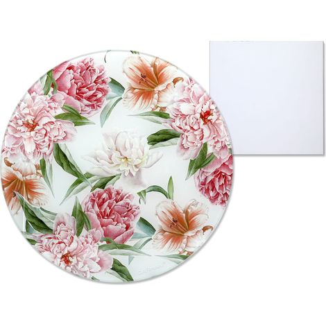 Carmani, tablero de vidrio, redondo de 30 cm - Flores (1/4)