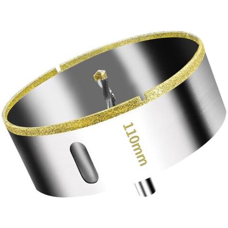 Scie Cloche Diamantée 110 mm avec Foret Guidage de Centrage, Scie Cloche Carrelage avec revêtement diamant, Foret trépan Diamant pour verre, carrelage, céramique, marbre, granit (1/5)