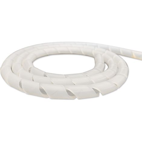 Câble spiralé universel/tuyau spiralé et fixation d'installation en 2 minutes pour dissimuler les câbles de différentes tailles et couleurs Blanc, 2 m 24 épaisseur de paroi 1 mm