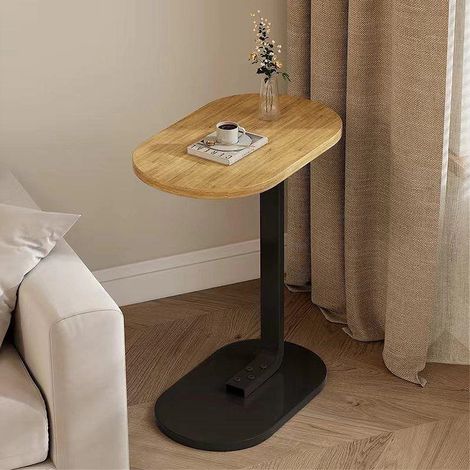 TRADE SHOP - Tavolino A Forma Di C Per Divano Soggiorno Camera Letto Moderno Portatile Tavolo - Legno Chiaro