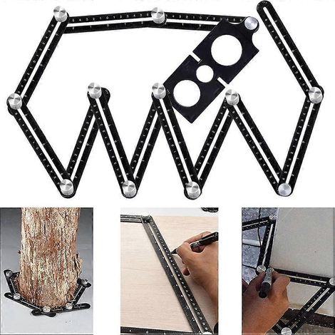 Mehrwinkel-Messlineal aus Aluminiumlegierung, 12-fach faltbar, Fliesenöffnungs-Locator, Winkelmesswerkzeug