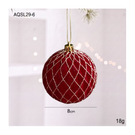 Boule de Noël en plastique / Ornements de suspension en velours avec ruban et étoile dorée / Décoration d'arbre de 8 cm (1/2)
