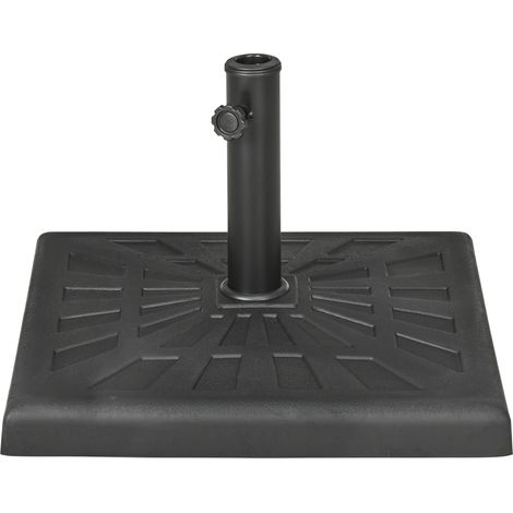 Schirmständer für 19 kg, 51 x 51 x 32 cm, aus Kunstharz und Stahl, für Masten mit Ø 32, Ø 38 und Ø 48 mm, schwarz