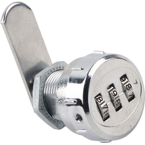 Candado de leva de combinación de 3 dígitos de acero inoxidable plateado, práctico candado de seguridad con código de contraseña n.° 1