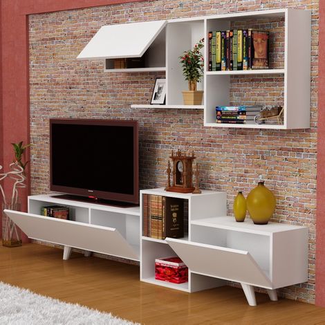 Ensemble meuble TV NEHIR 223 cm Blanc (1/5)