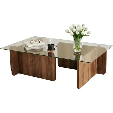 Dmora - Tavolino da salotto Asellus, Tavolo basso da caffè, Portariviste per divano, Ripiano da soggiorno, 105x65h40 cm, Noce, con imballo rinforzato, con imballo rinforzato