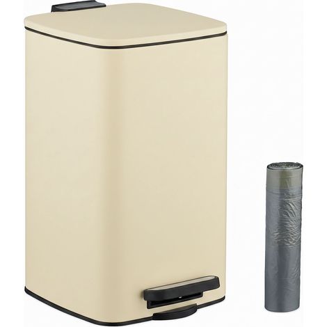 Quadratischer Treteimer 8L mit Müllbeuteln - Soft-Close, berührungslos