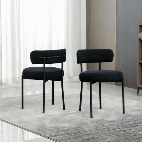Esszimmerstühle 2er Set mit Rückenlehne, schwarzes Metallgestell, modern retro Design (1/5)