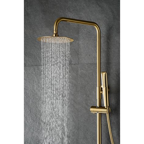 Barra de ducha termostática hecha de acero inoxidable con acabado oro cepillado nápoles Napoles de Imex