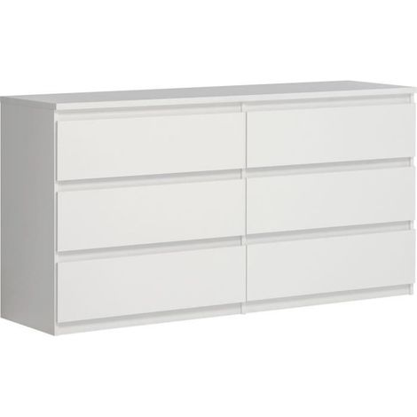 Commode CHELSEA 6 Tiroirs - Couleur blanc mat - L 154 x P 42,2 x H 79,9 cm (1/5)