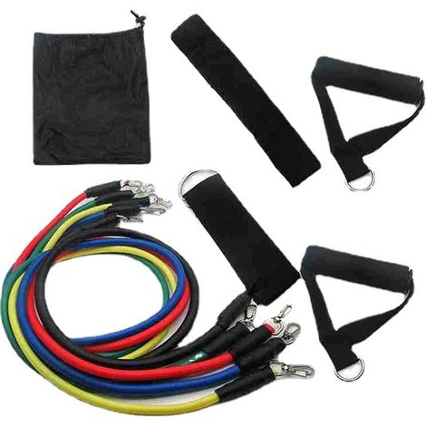 Set of 11 resistance bands for fitness, men and women, latex resistance rope, high elasticity resistance rope for muscle training.