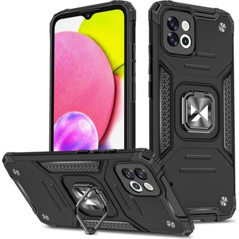 Coque Protection - Samsung Galaxy A03 - Dos PC Rigide + Cadre TPU Flexible - Anneau Réglable + Support Magnétique - Bords Surélevés Écran/Caméra - Noir ×1 (1/3)