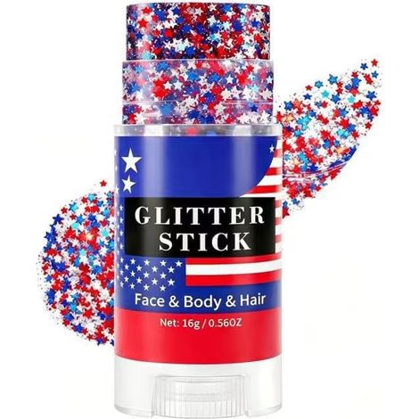 New Patriotic Face Hair Glitter Stick - July 4th Glitter Stick - 4 -
