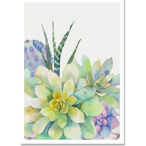 Poster Botanique - Impression sur Toile Plante Verte Feuillage Cactus Fleur - Décoration Murale Nordique Non Encadrée - Lot de 3