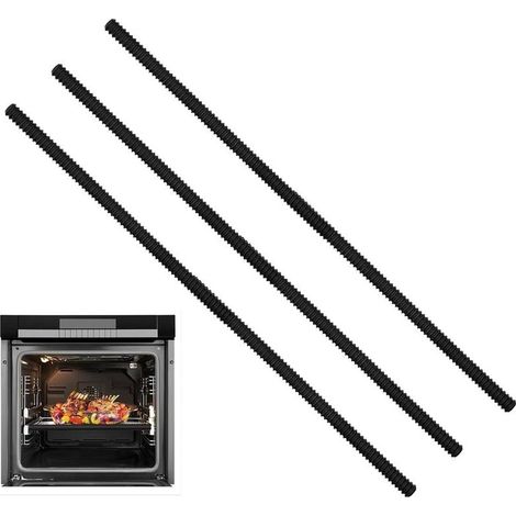 Protections de four en silicone (lot de 3) - Protections de grille résistantes à la chaleur, empêchent les brûlures et les brunissements, faciles à installer, 35,5 cm de long (noir) (1/5)