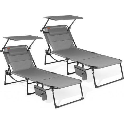 Homecall Klappstuhl 2-in-1 Sonnenliege mit Sonnendach klappbar, Strandliege, (mit Gesichtsausschnitt, Getränkehalter & Flaschenöffner, 2 St), Campingliege faltbar bis 180 kg, Gartenliege für Strand, P
