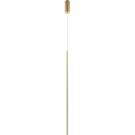 Maytoni Halo Plafonnier suspendu moderne, long et fin, en laiton, 1 100 lm, abat-jour blanc