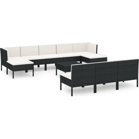 11 PCS Garden Lounge Set con cojín de pozo de terciopelo
