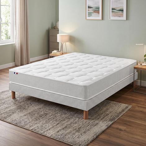 Ensemble matelas mousse accueil memoire de forme H16 sommier en kit gris 180 x 200 (1/5)