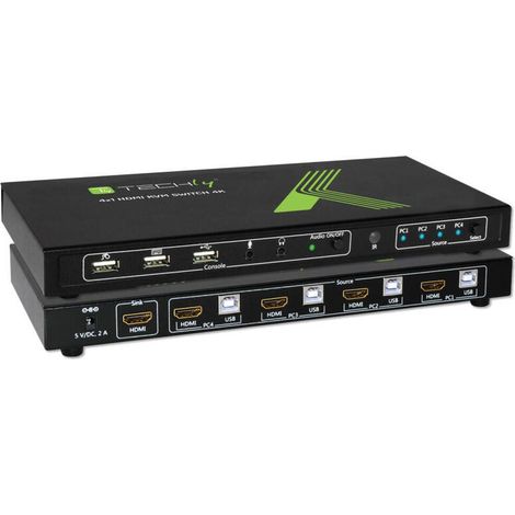 Techly 4x1 USB HDMI KVM Switch 4Kx2K IDATA KVM-HDMI4U interruptor KVM Negro (1/3)