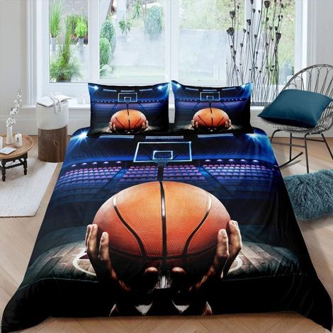 Parure de lit Basketball 155x220cm motif 3D Basketball Court pour enfants