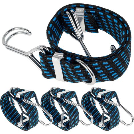 4 cordons élastiques plats de 58cm avec crochet pour fixer les marchandises et les bagages, largeur de 30mm, cordons élastiques en latex et fibre d'Oxford, CHACUN 2M (1/4)