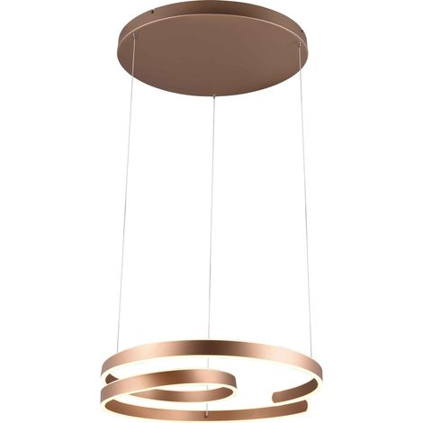 MARNIE SOSPENSIONE LED 68W 8000lm, 3000K  METALLO CAFFE' A SPIRALE DIMMERABILE CON INTERRUTTORE D. 65CM (1/5)