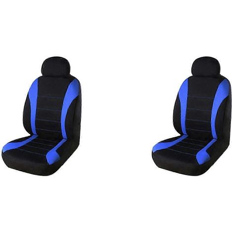 Ensemble de 4 housses de siège auto compatibles, housse de siège avant, avec airbag frontal, housse de siège baquet sport, bleu QAQ (1/5)