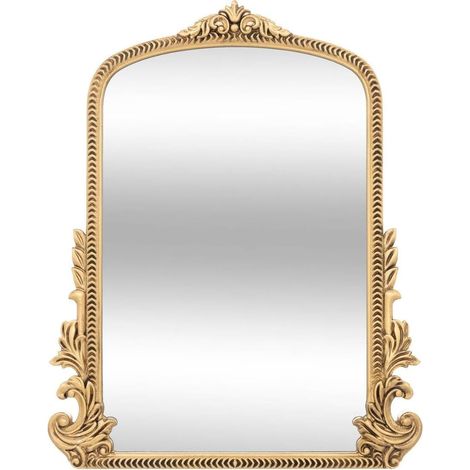 Miroir - Cadre En Bois Sculpté Fleurs - Style Vintage Français - Miroir Cosmétique Et Décoratif - Fixation Murale Ou Sur Table - 1 Pièce