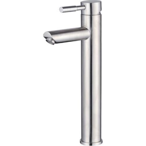Einloch-Waschtischarmatur aus gebürstetem Edelstahl – Nickel-Finish, nur Kaltwasser, elegantes und modernes Design (1/5)