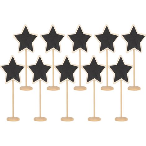 Lot de 10 pics à tableau noir pentagramme pour messages, décoration DIY, carte florale de bureau 130104H (1/5)