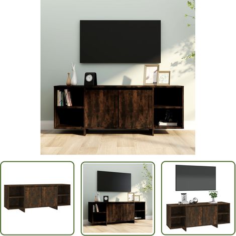 The Living Store Meuble TV chêne fumé 130x35x50 cm bois d'ingénierie - Meuble Tv - Meuble Audio - Rangement Tv - Buffet Tv - Meuble Salon (1/5)