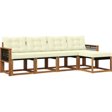 Outdoor Sofa Set with Cushion 5 pcs Natural and Cream vidaXL (1/5)